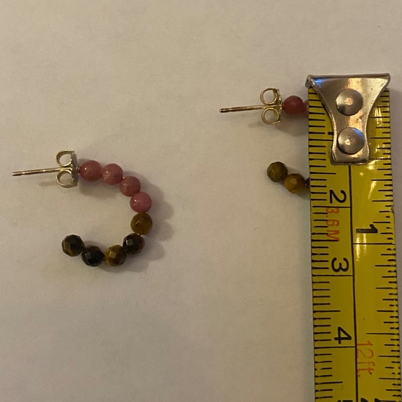 Chan Luu Small Hoops Tiger Eye & Rose Quartz 1/2" - Picture 5 of 7